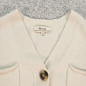 Madewell Upton 100% Cashmere Cardigan Sweater Ivory White XS Cropped Button Up
